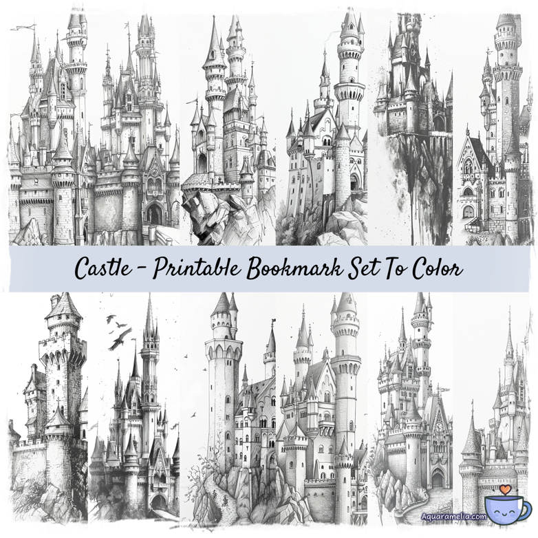Castle Coloring Printable Bookmarks